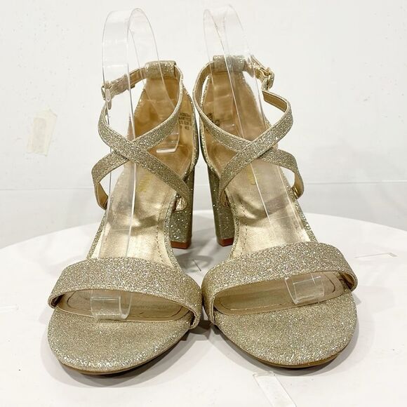 Dream Pairs Madison Womens Sz 9 Gold Glitter‎ Strappy 3" Block Heels - Picture 2 of 10